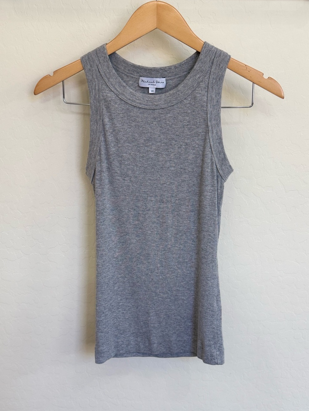 Michael Stars Gray Ultra Ribbed Crew Neck Tank Top Fitted Size XS